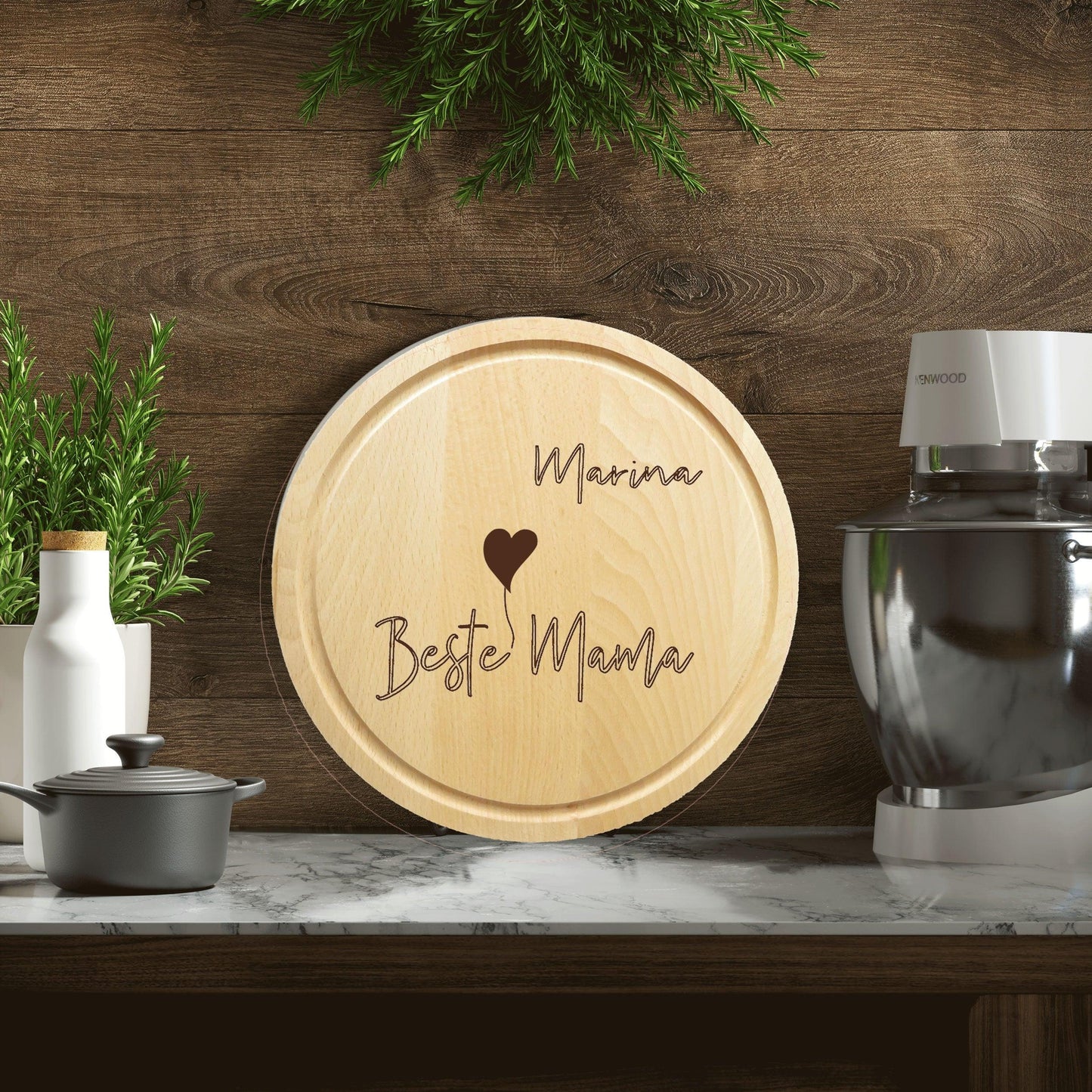 Muttertag Geschenk - Beste Mama Schneidebrett Küche mit Gravur & Namen personalisiert