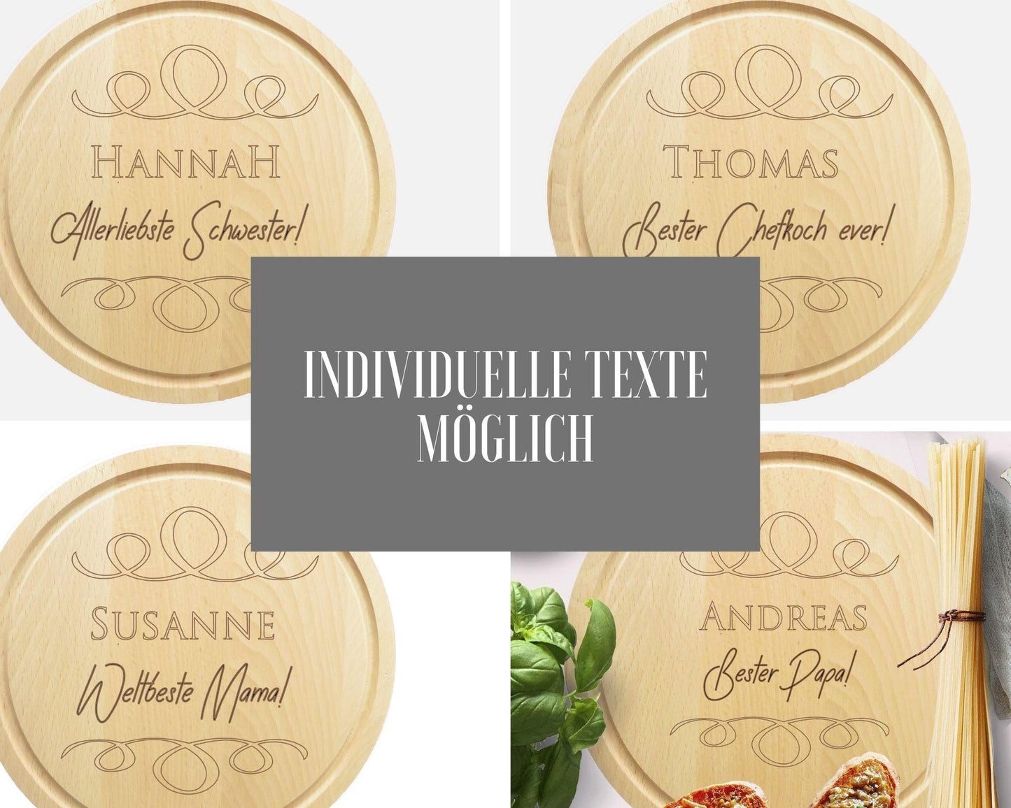 Schneidebrett Holzbrett Küche rund - mit Gravur & Namen personalisiert - Holz Küchenbrett für Männer