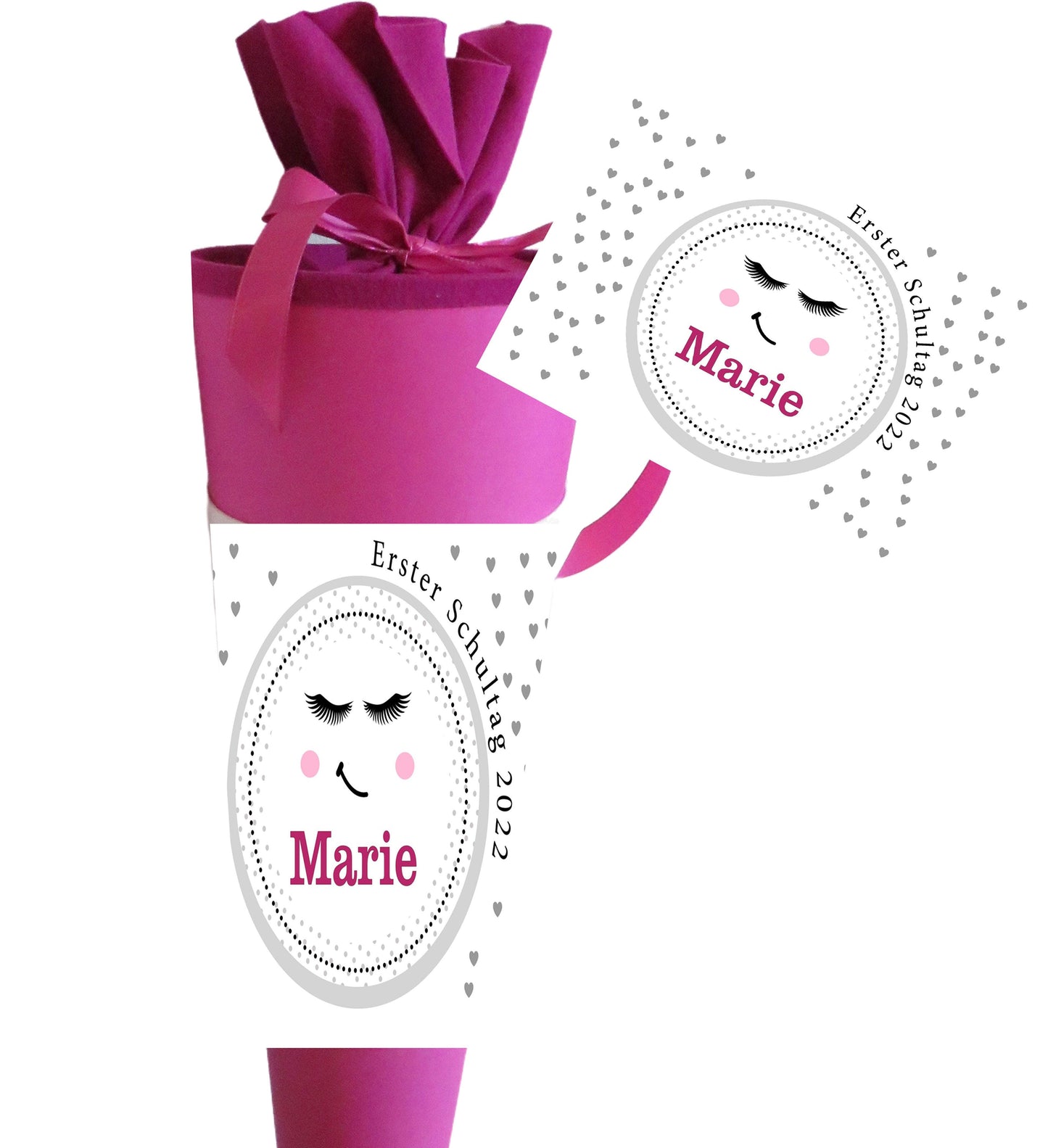 Schultüte Mädchen personalisiert - Zuckertüte fertig - Zuckertuete groß 70 cm - Geschenk zur Einschulung - Einschulungsgeschenke -