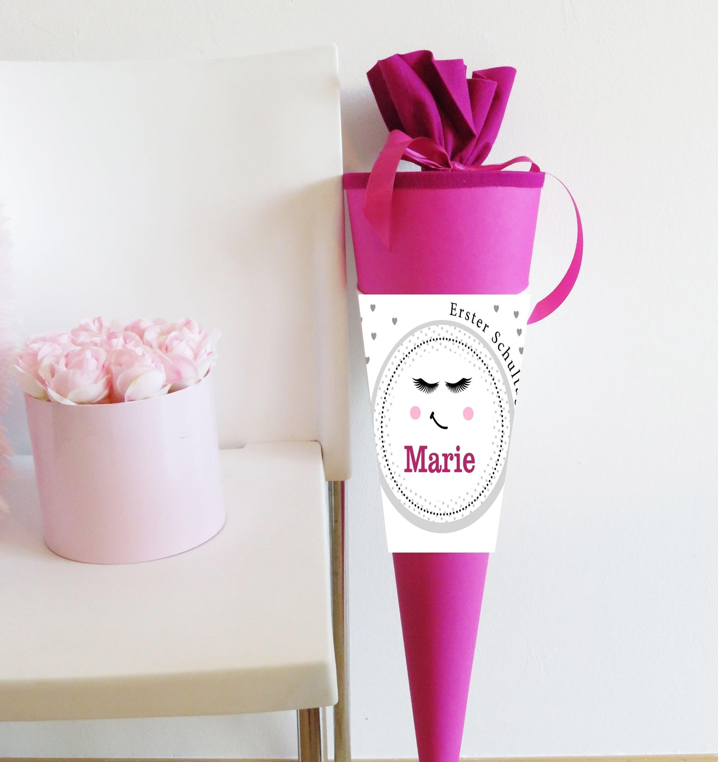 Schultüte Mädchen personalisiert - Zuckertüte fertig - Zuckertuete groß 70 cm - Geschenk zur Einschulung - Einschulungsgeschenke -