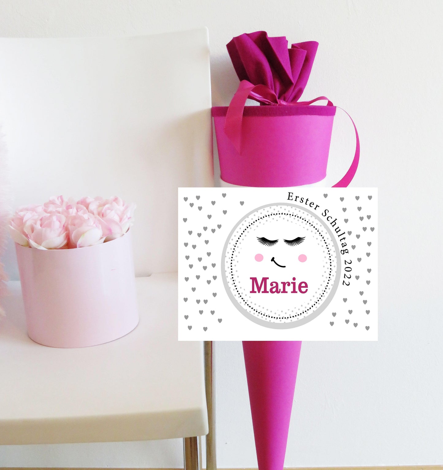 Schultüte Mädchen personalisiert - Zuckertüte fertig - Zuckertuete groß 70 cm - Geschenk zur Einschulung - Einschulungsgeschenke -