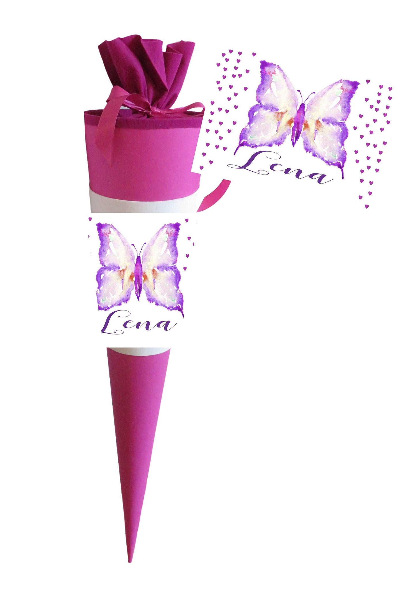 Schultüte Mädchen personalisiert - Zuckertüte Schmetterling fertig - Zuckertuete groß 70 cm - Einschulung