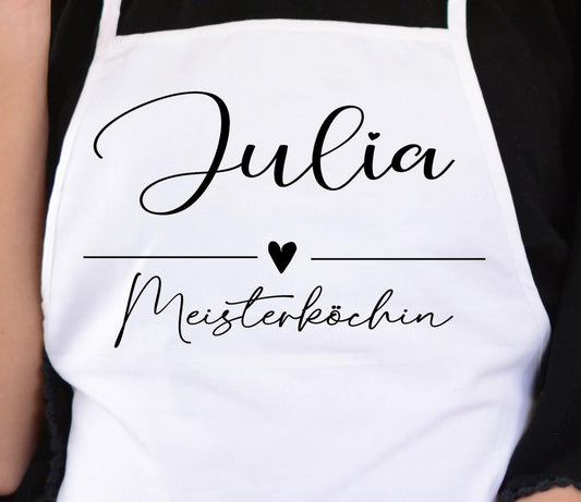 Besondere Geschenke für Frauen - Koch-Schürze weiß NEU personalisiert