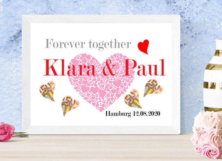 Sinnvolle Hochzeitsgeschenke - Ausgefallenes Geldgeschenk zur Hochzeit - Bilderrahmen mit Namen personalisiert