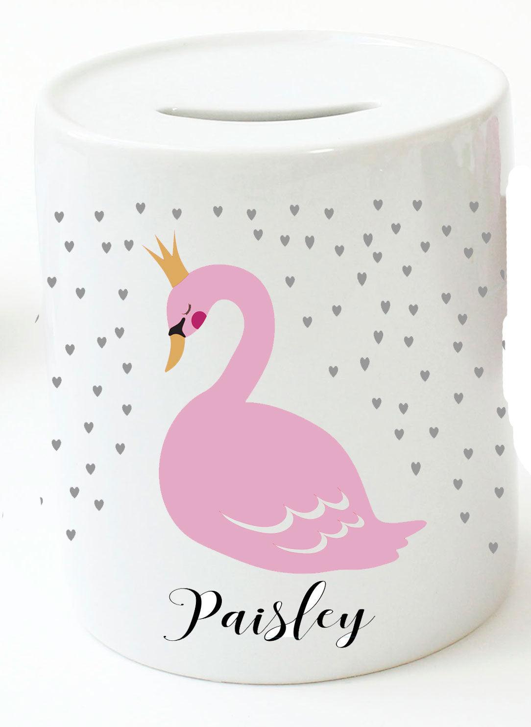 Spardose für Kinder Mädchen - mit Namen personalisiert - Keramik Baby Taufgeschenk