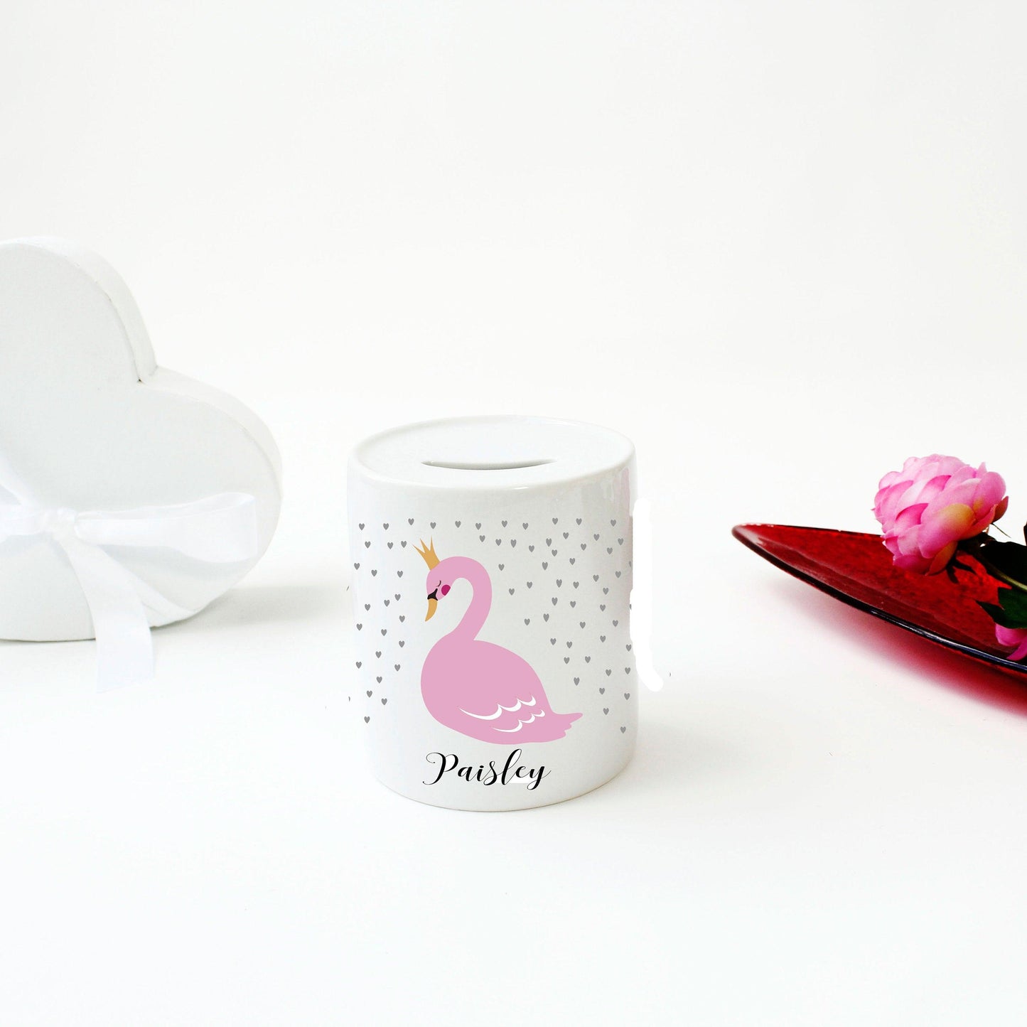 Spardose für Kinder Mädchen - mit Namen personalisiert - Keramik Baby Taufgeschenk