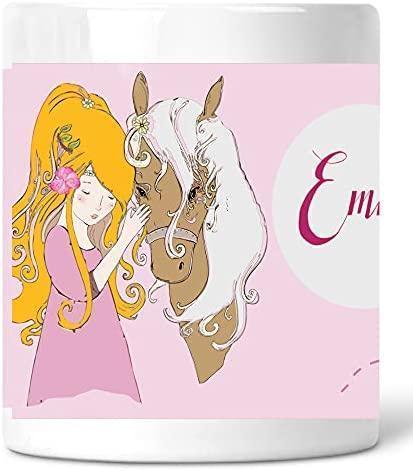 Spardose mit Pferd für Mädchen personalisiert mit Name - Geschenk-Idee Einschulung Geburtstag - Sparbüchse zum Öffnen Zarto
