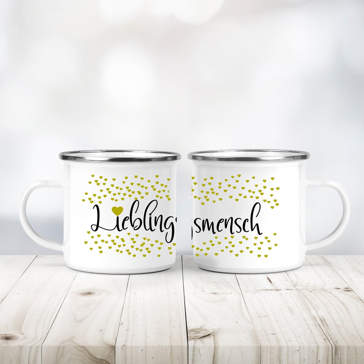 EMAILLE  TASSE Geschenk Lieblingsmensch - Emaille Becher