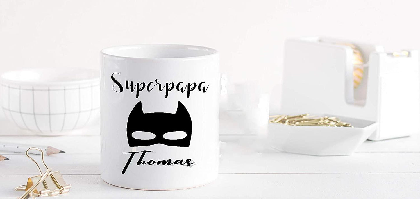 Vatertag Tasse Papa Superheld personalisiert mit Namen - Vatertagsgeschenk