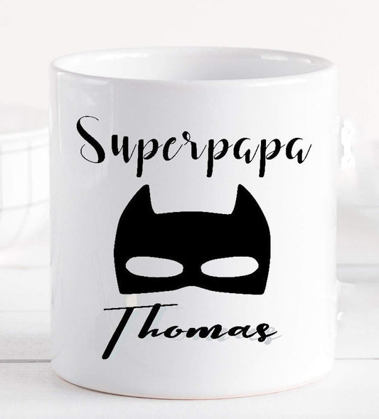 Vatertag Tasse Papa Superheld personalisiert mit Namen - Vatertagsgeschenk