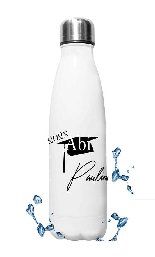 Geschenke zum Abitur - Geschenk-Idee für Abiturienten - Abitur Abi Trinkflasche Wasserflasche Edelstahl 500 ml - personalisiert mit Namen für Jungen/Mächen Sohn Tochter