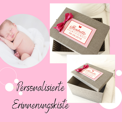 Geschenke zur Geburt - Erinnerungskiste Erinnerungsbox Baby / Taufgeschenk Mädchen Namen personalisiert / Geschenk Geburt Taufe