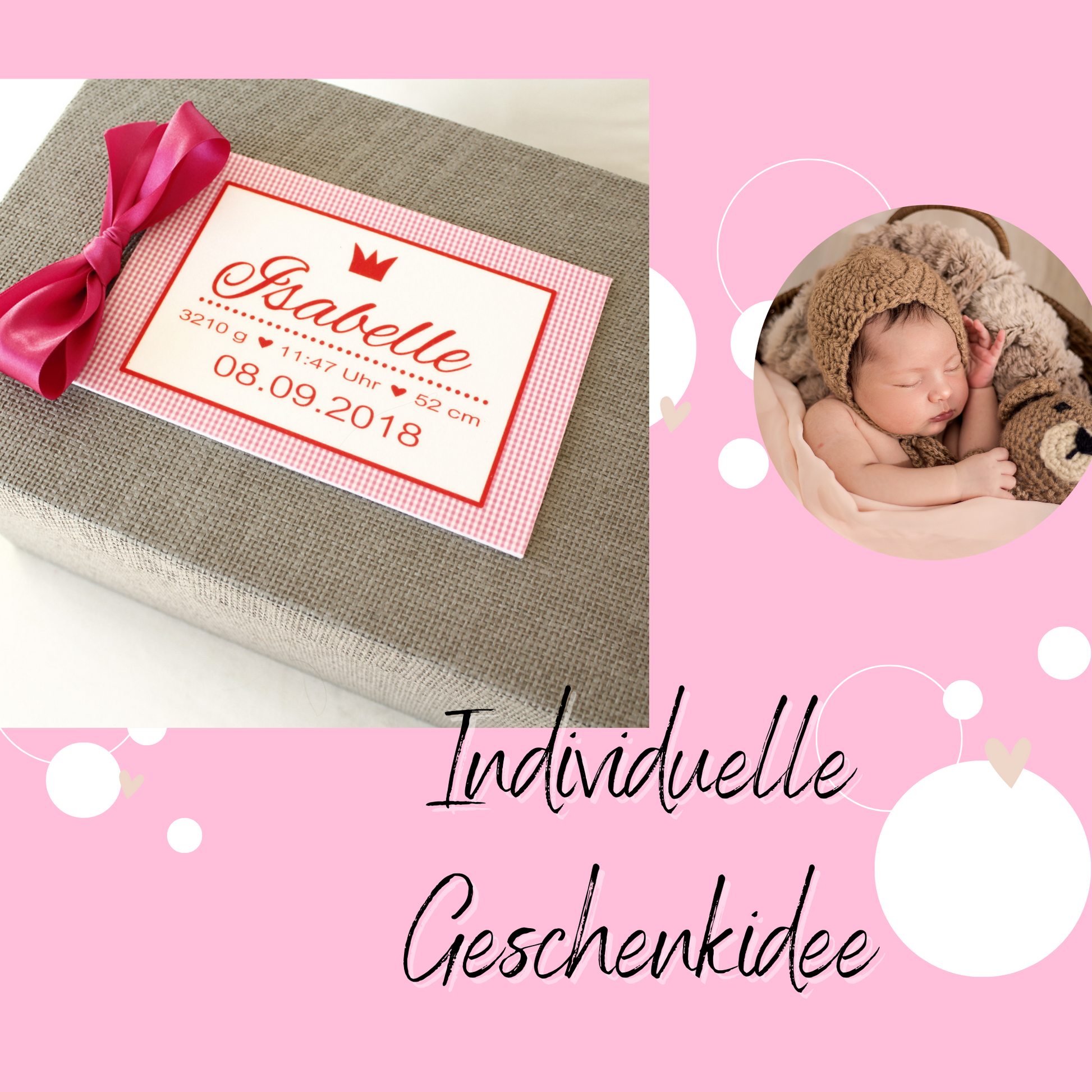 Geschenke zur Geburt - Erinnerungskiste Erinnerungsbox Baby / Taufgeschenk Mädchen Namen personalisiert / Geschenk Geburt Taufe