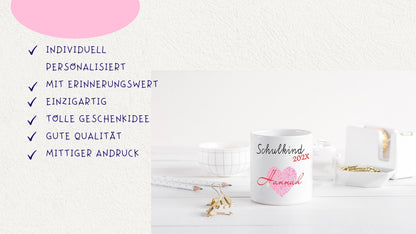 Schulkind 2025 - Geschenk Tasse Einschulung personalisiert für Mädchen - Namenstasse mit Wunschnamen