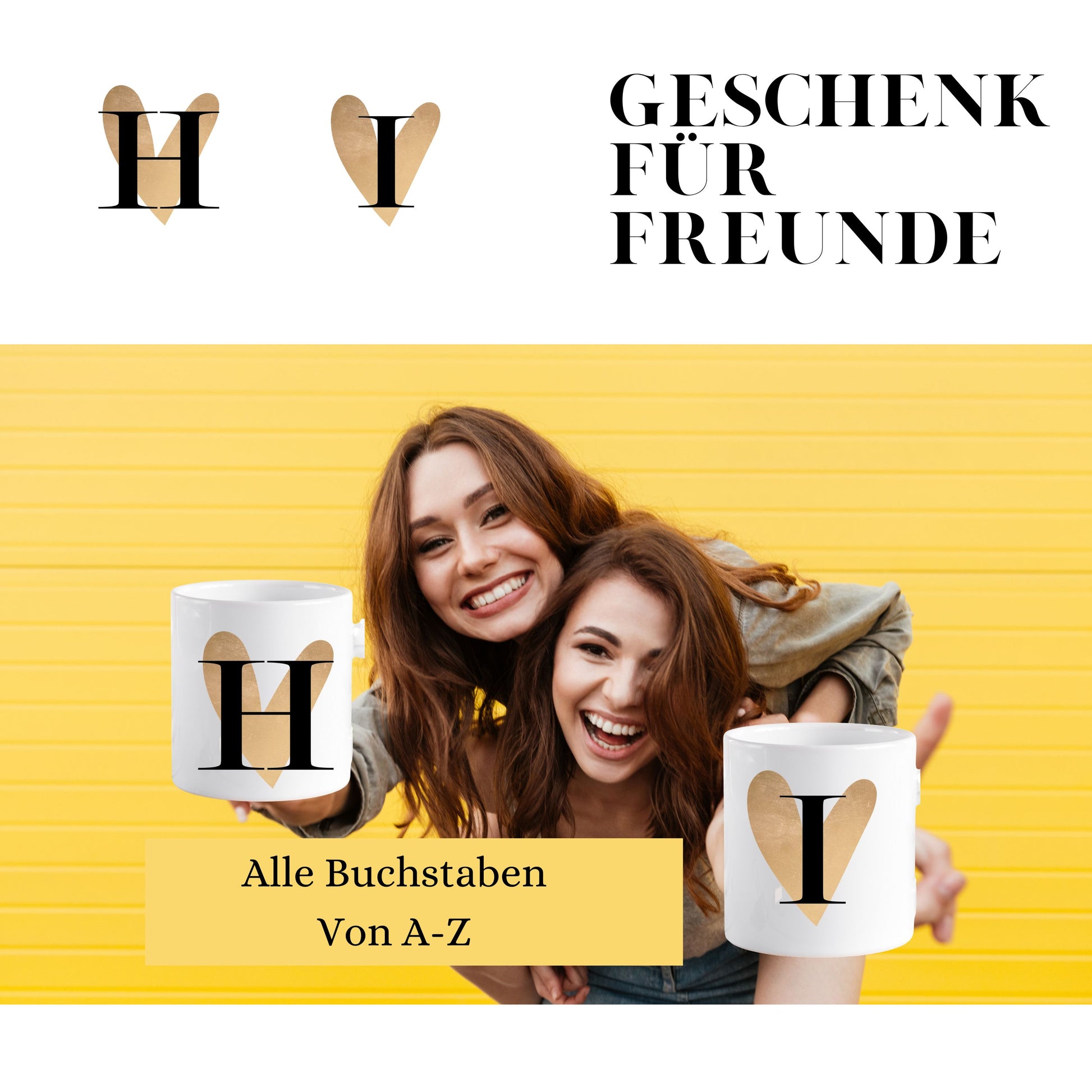 Tasse personalisiert mit Buchstaben von A-Z, Buchstabentasse mit Letter, Geschenk/Geschenkidee Kollegen/Freundin, Büro-tasse lustig mit Herz