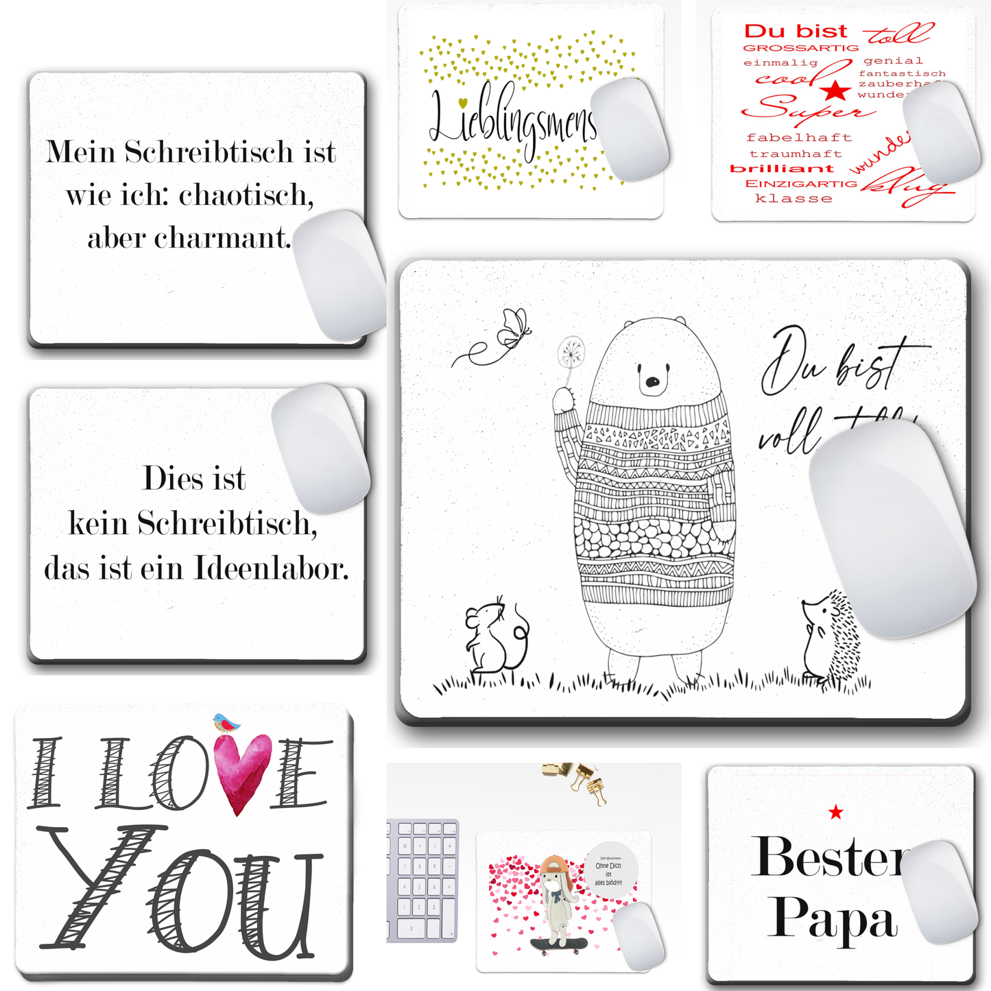 Ausgefallene Weihnachtsgeschenke für Kunden - Mousepad / Mauspad als kleines Geschenk - Verschiedene Motive