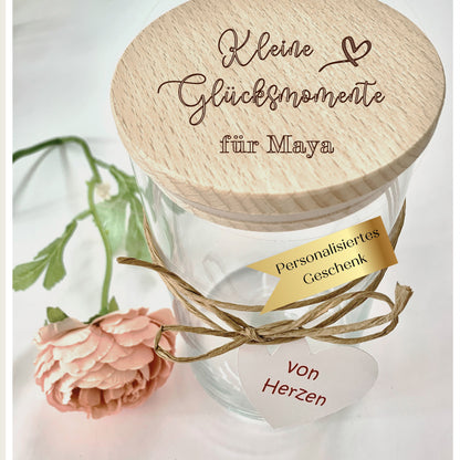 Dankeschön Geschenke Vorratsglas mit Namen graviert