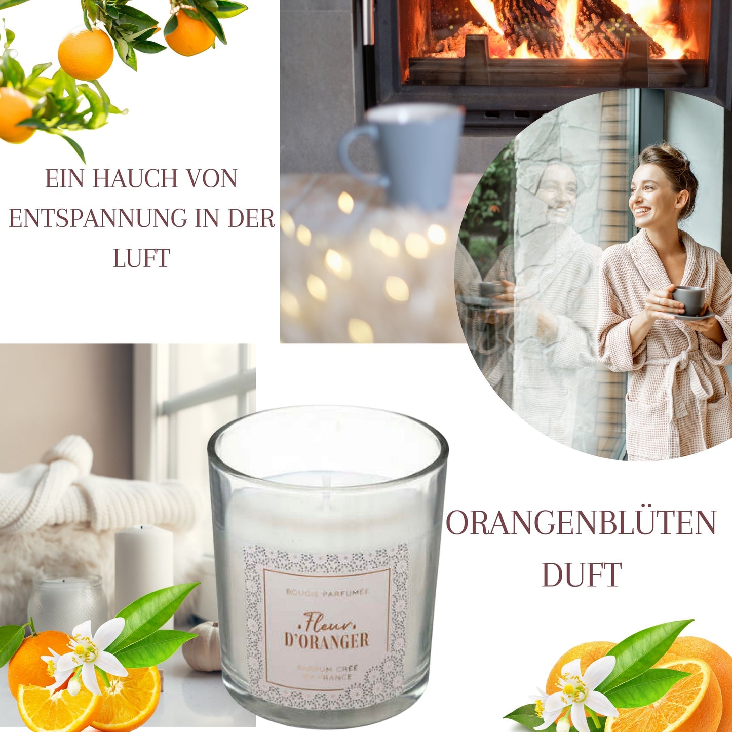 Duftkerze/Kerze Spruch zur Entspannung Orangenblütenduft - Geschenkidee Weihnachten