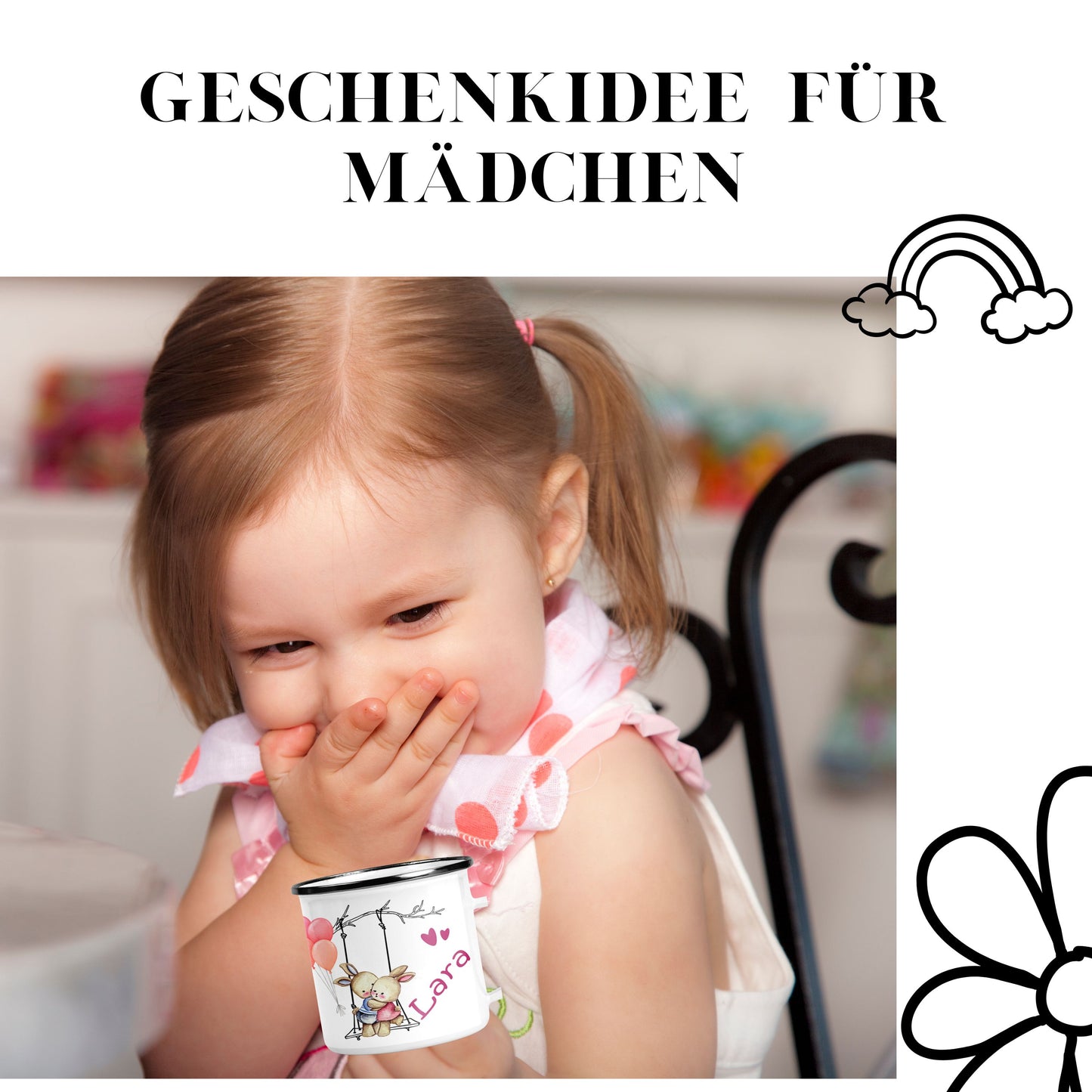 Emaille Tasse Kinder personalisiert Mädchen - kleine Geschenkidee Weihnachten