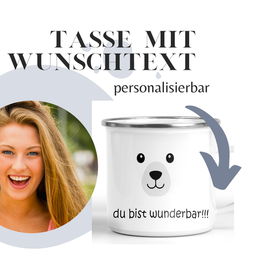 Geschenke für Freundin, Schwester - Emaille Tasse  mit Spruch