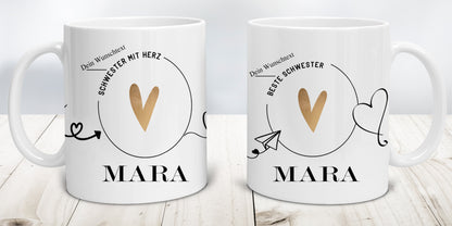 Kaffee-Tasse Personalisiert Beste Schwester- Dankeschön Geschenk