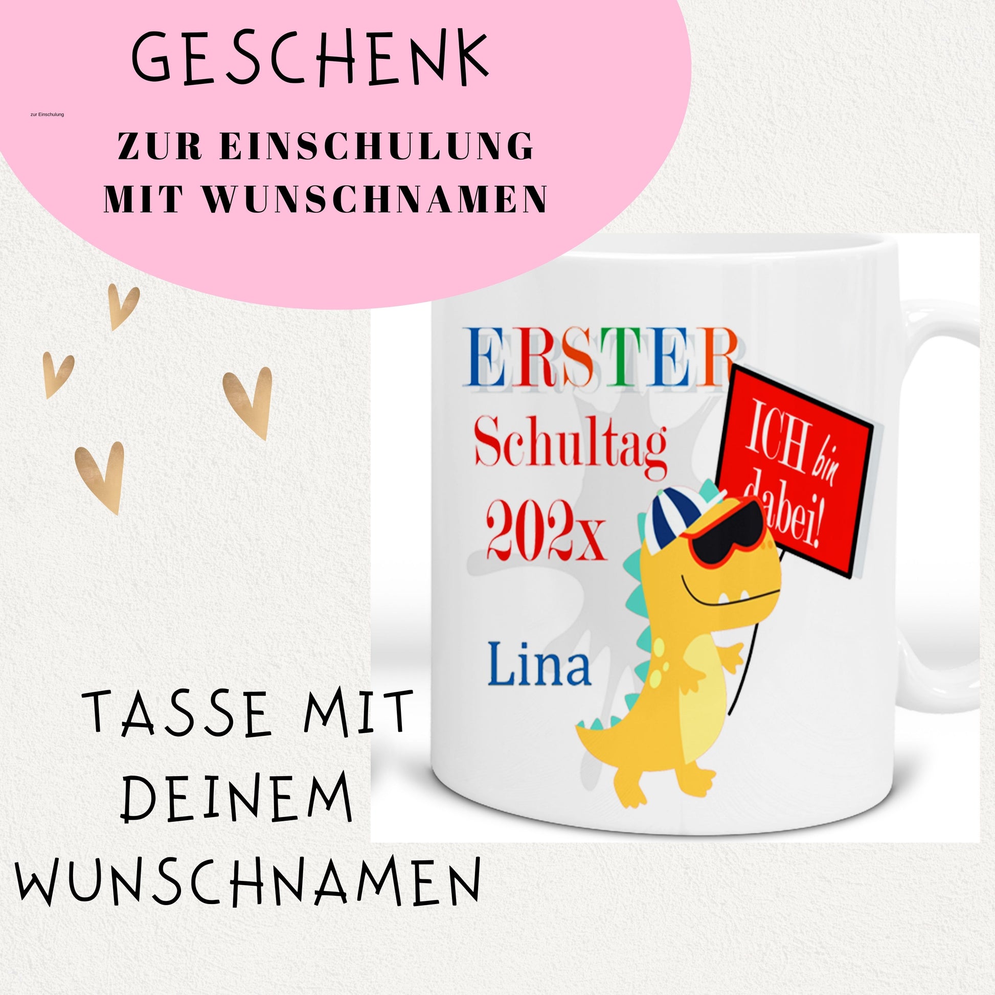 Geschenk zur Einschulung Jungen von Oma und Opa - Tasse mit Namen
