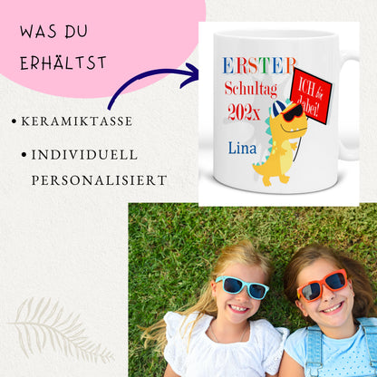 Geschenk zur Einschulung Jungen von Oma und Opa - Tasse mit Namen