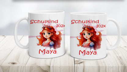 Geschenk Einschulung 2025 - Tasse personalisiert für Mädchen