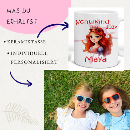 Geschenk Einschulung 2025 - Tasse personalisiert für Mädchen