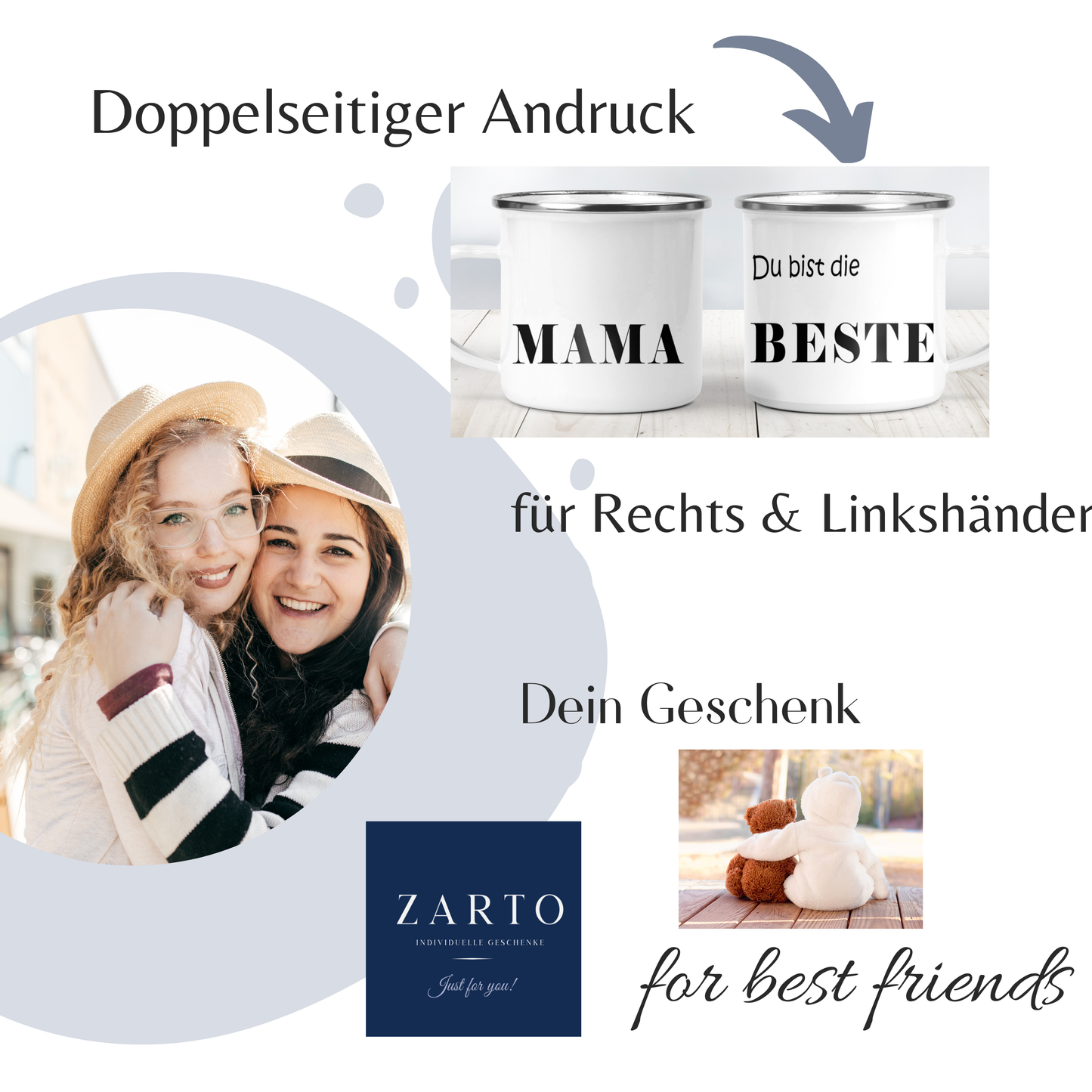Geschenke für Freundin Geburtstag  - Emaille Tasse  mit Spruch