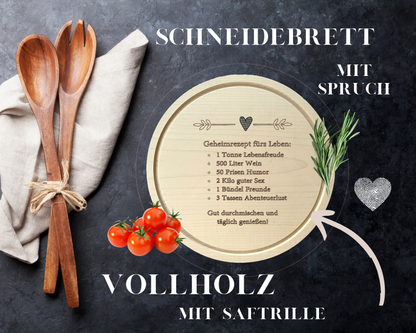 Geschenkidee Geburtstag - Schneidebrett mit Lebensweisheit
