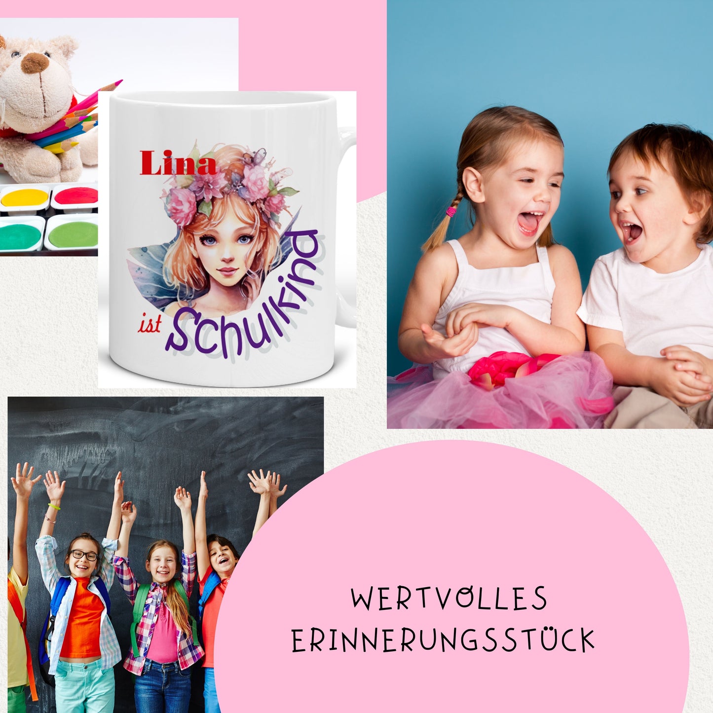 Geschenk Schulkind Mädchen 2025 - Tasse personalisiert