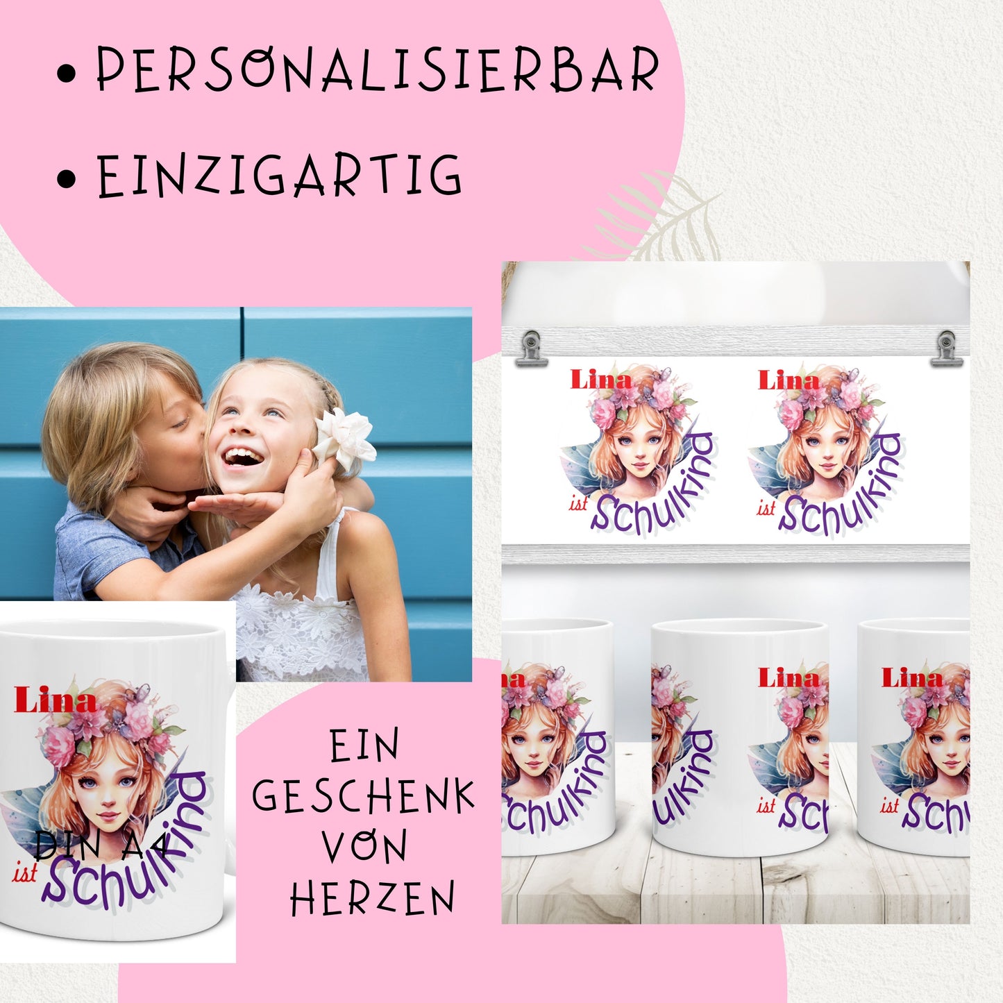Geschenk Schulkind Mädchen 2025 - Tasse personalisiert