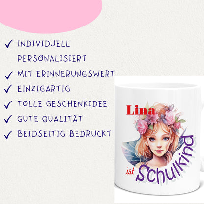 Geschenk Schulkind Mädchen 2025 - Tasse personalisiert
