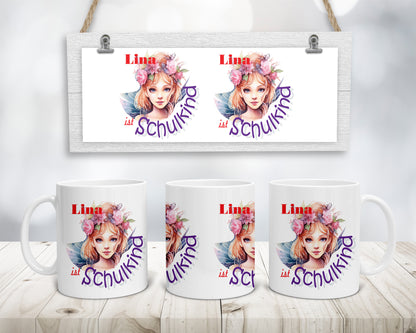 Geschenk Schulkind Mädchen 2025 - Tasse personalisiert