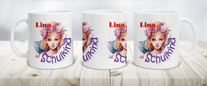 Geschenk Schulkind Mädchen 2025 - Tasse personalisiert