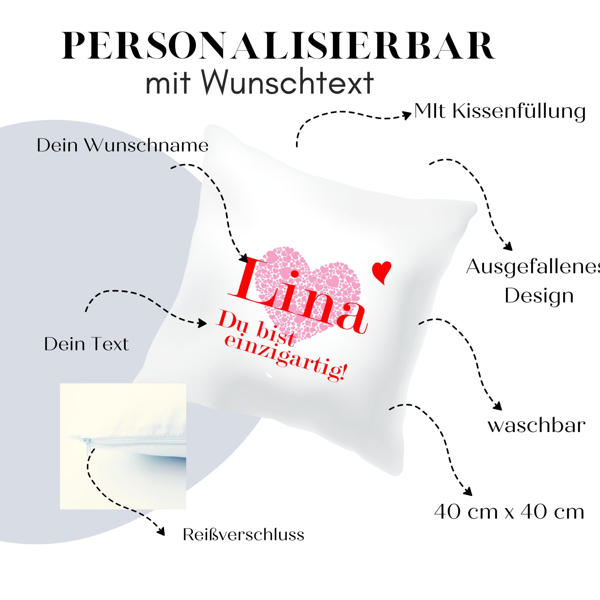 Geschenke Schwester Weihnachten - Personalisiertes Kissen mit Wunschnamen