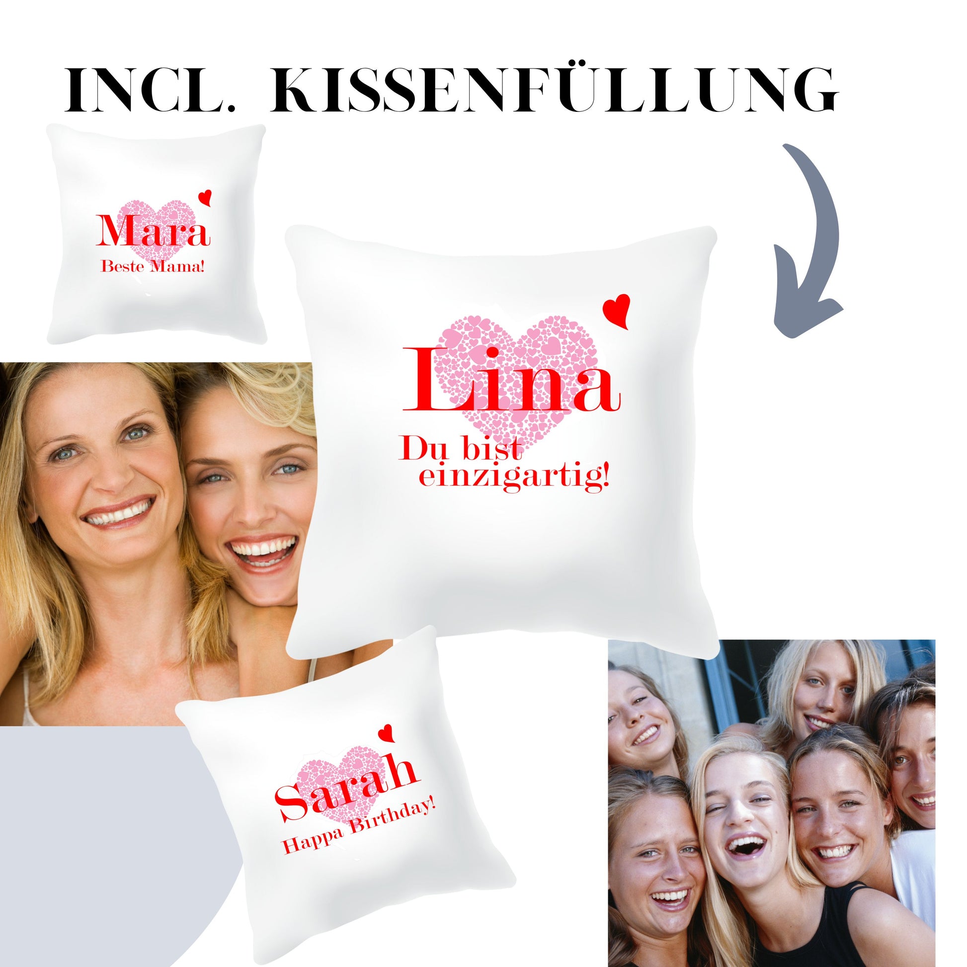 Geschenke Schwester Weihnachten - Personalisiertes Kissen mit Wunschnamen