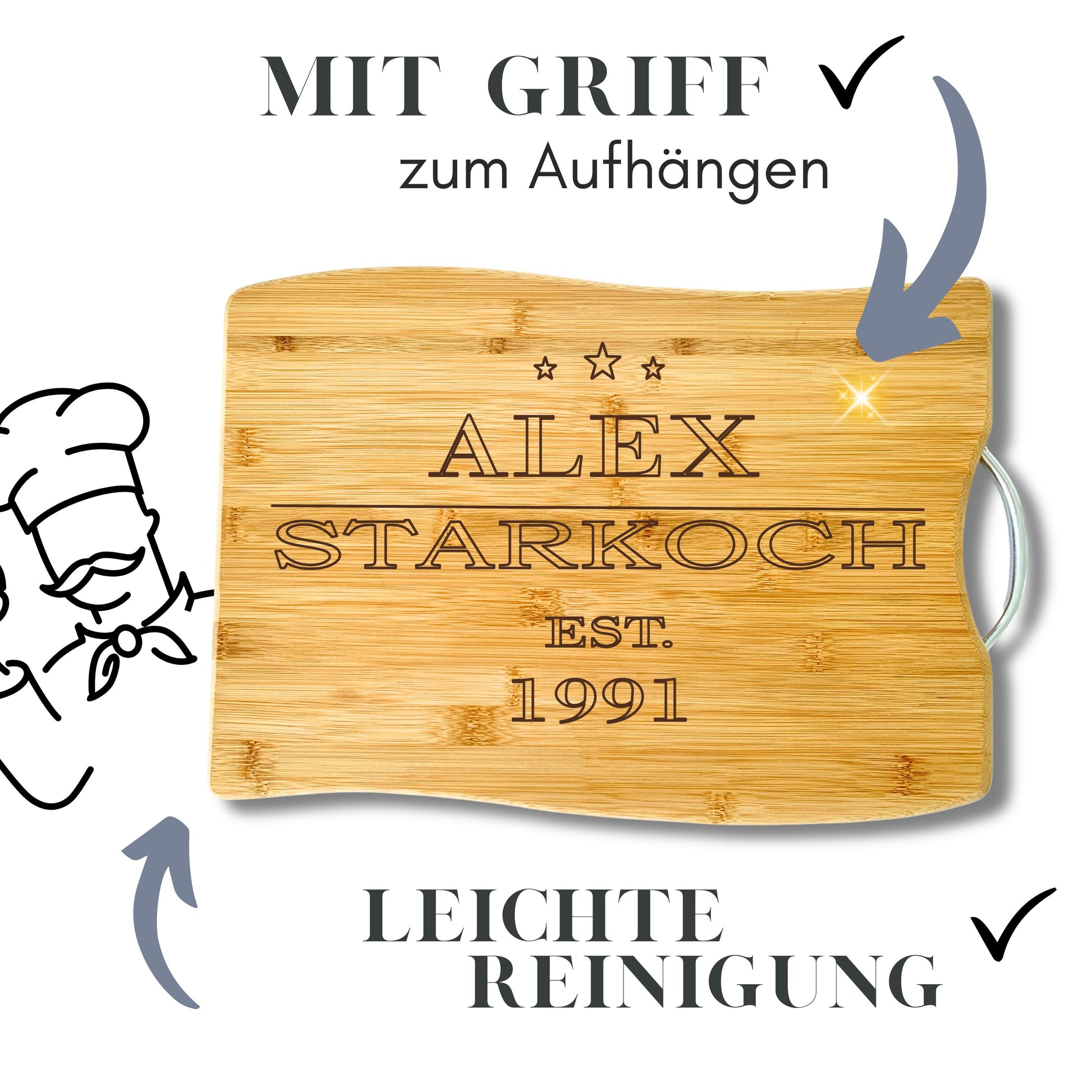 Personalisierte Geschenke Männer Weihnachten - Küchenbrett