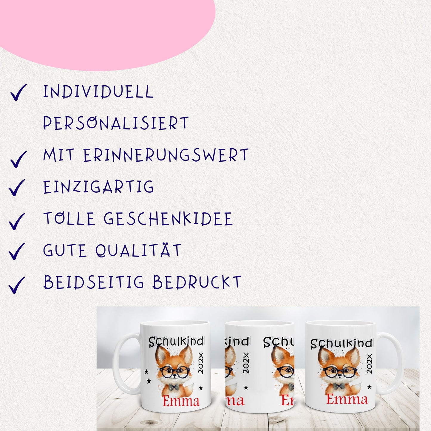 Geschenke zur Einschulung Ideen Patenkind - Tasse mit Namen