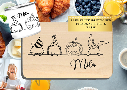 Geschenke zur Einschulung - Brettchen & Tasse