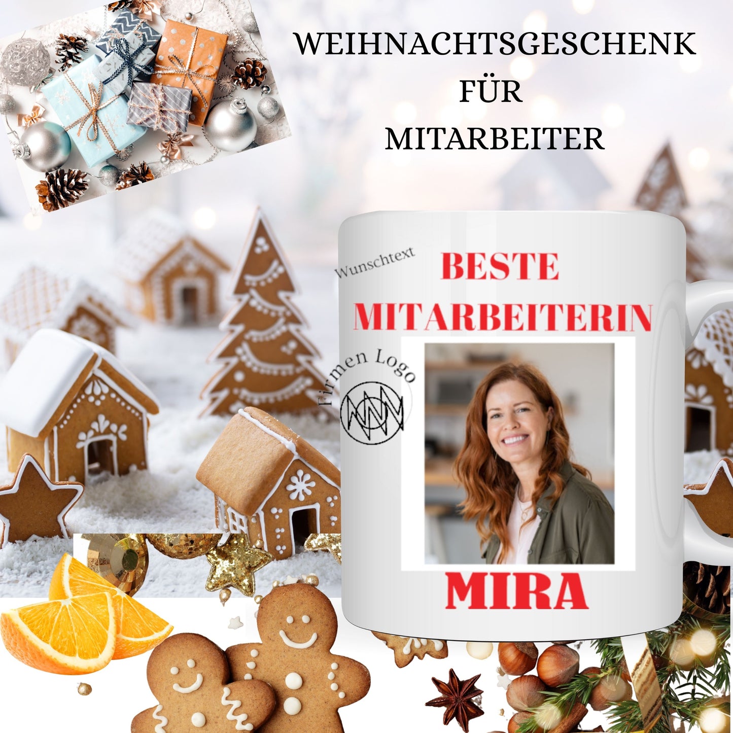 Mitarbeitergeschenke zu Weihnachten - Tasse mit Foto - Fotogeschenk - Weihnachtsgeschenke für Kunden - Varianten