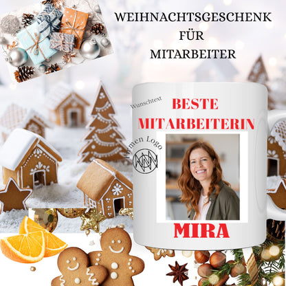 Mitarbeitergeschenke zu Weihnachten - Tasse mit Foto - Fotogeschenk - Weihnachtsgeschenke für Kunden - Varianten