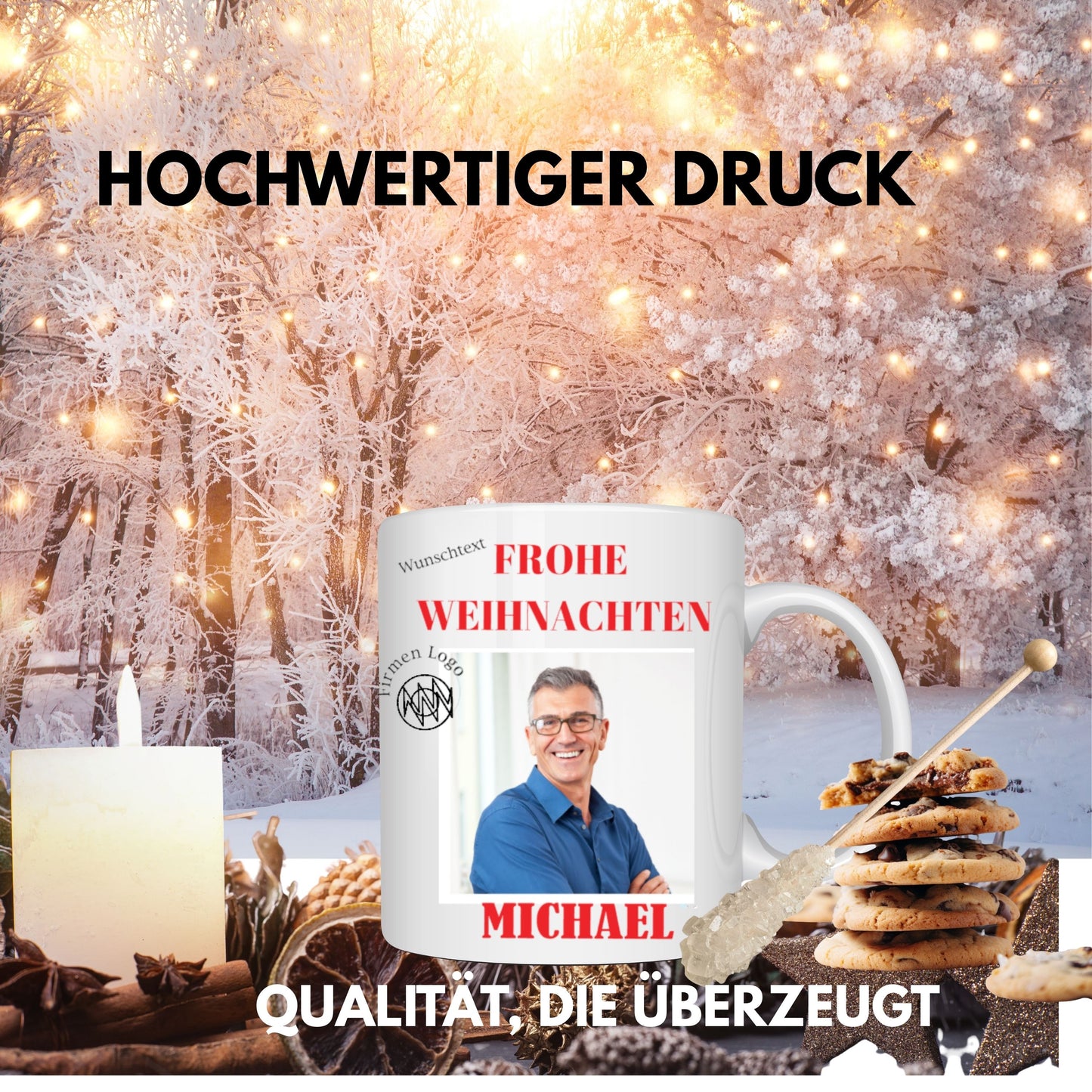 Mitarbeitergeschenke zu Weihnachten - Tasse mit Foto - Fotogeschenk - Weihnachtsgeschenke für Kunden - Varianten