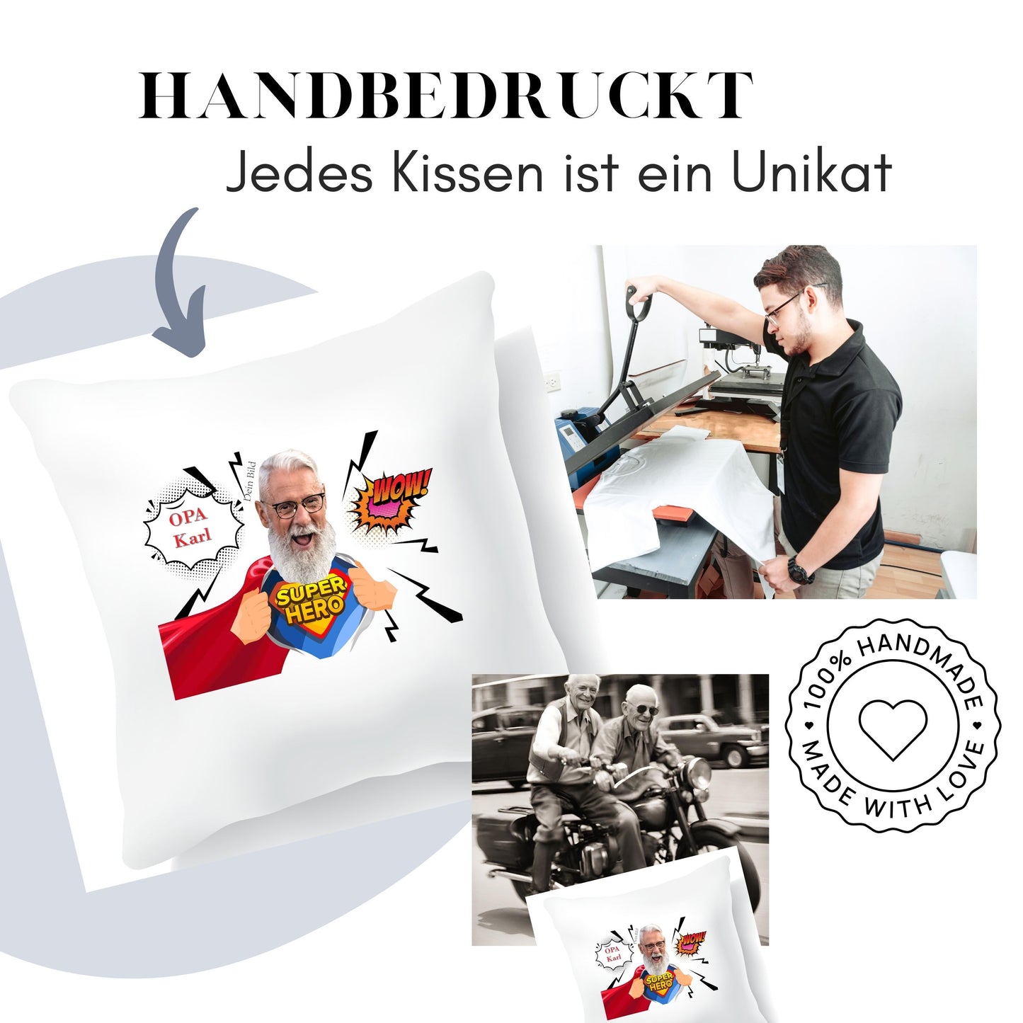 Personalisierte Geschenke Opa Lustig - Fotogeschenk Fotokissen personalisiert