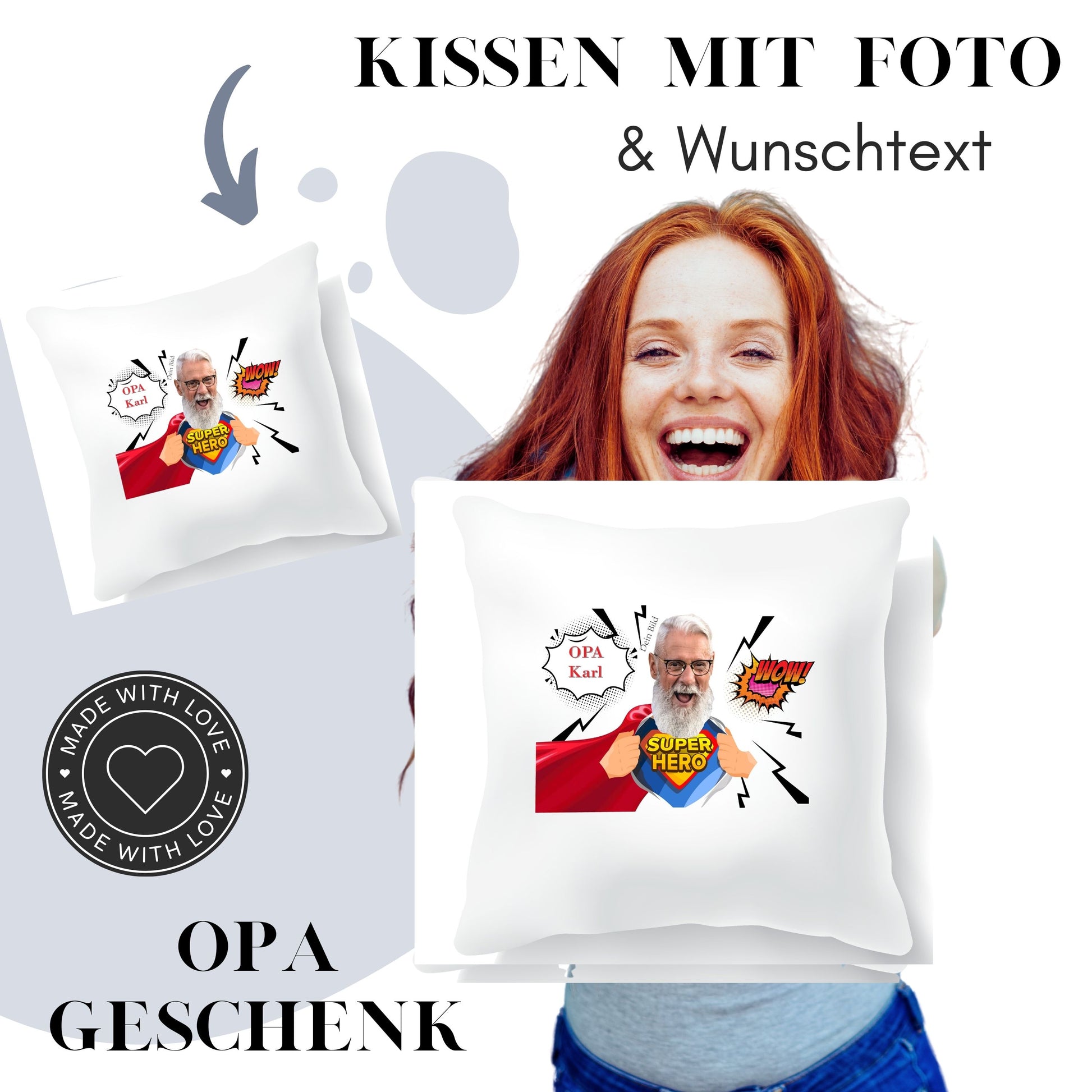 Personalisierte Geschenke Opa Lustig - Fotogeschenk Fotokissen personalisiert