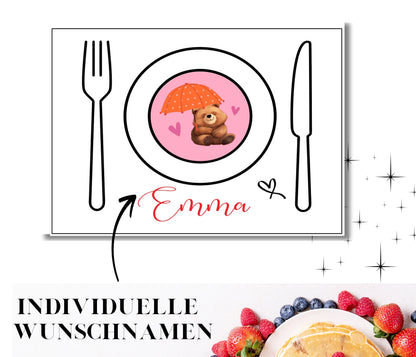 Platzset Kinder - Tischset personalisierbar mit Namen - kleine Geschenke