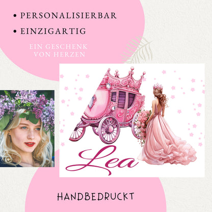 Schultüte für Mädchen personalisiert mit Namen - Prinzessin Motiv - Deine Zuckertüte als Geschenk zur Einschulung - Fertig 70 cm groß pink - NEU