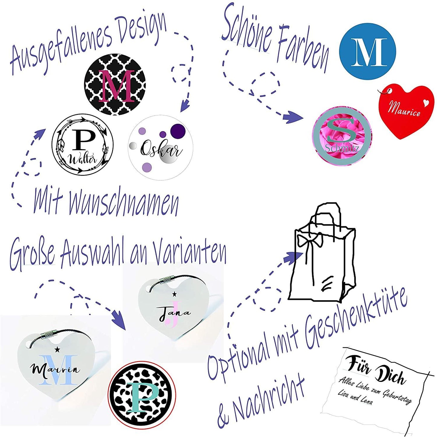 Schlüsselanhänger personalisiert mit Namen Monogramm/Buchstabe - Geschenkidee Männer