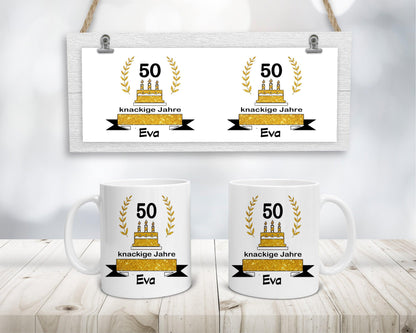 50 Geburtstag Frau Geschenk Tasse - Geburtstagsgeschenk mit Namen personalisiert